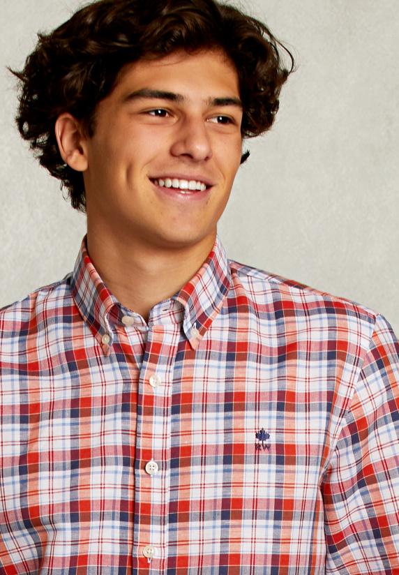 River Woods Custom Fit Geruit Hemd Linnen-katoen Multi