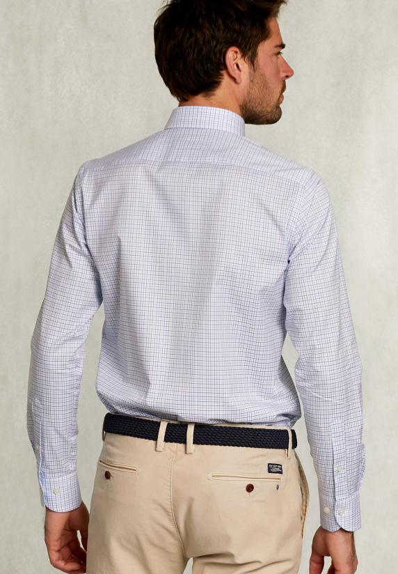 River Woods Custom Fit Geruit Hemd Met Zak Wit/blauw