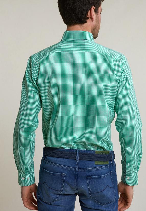 River Woods Custom Fit Geruit Katoenen Hemd Groen/wit