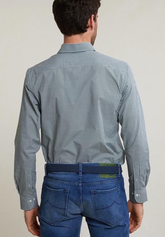 River Woods Custom Fit Geruit Katoenen Hemd Groen/wit