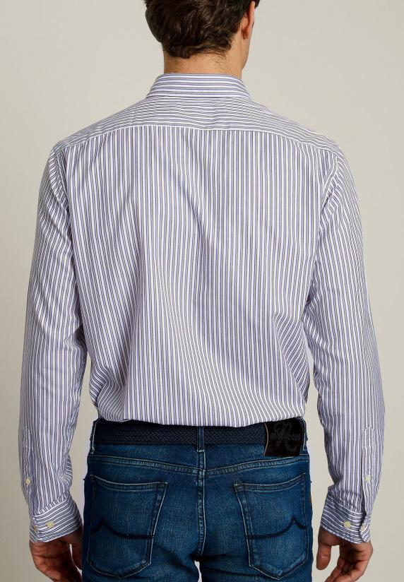 River Woods Custom Fit Gestreept Hemd Met Zak Multi