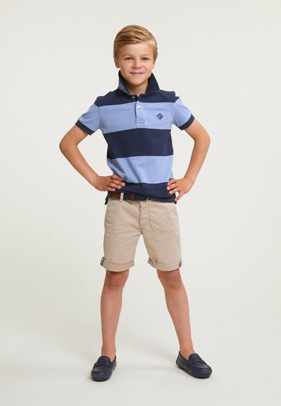 River Woods Custom Fit Gestreepte Stretch Polo Night Blue Mix/seashore Mix