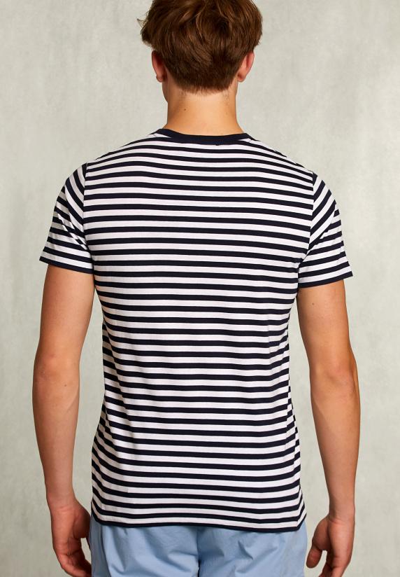 River Woods Custom Fit Gestreepte T-shirt Met Zak Navy