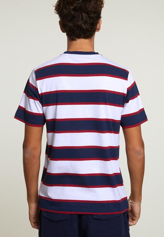 River Woods Custom Fit Gestreepte T-shirt Oxford Blue/harvard Red