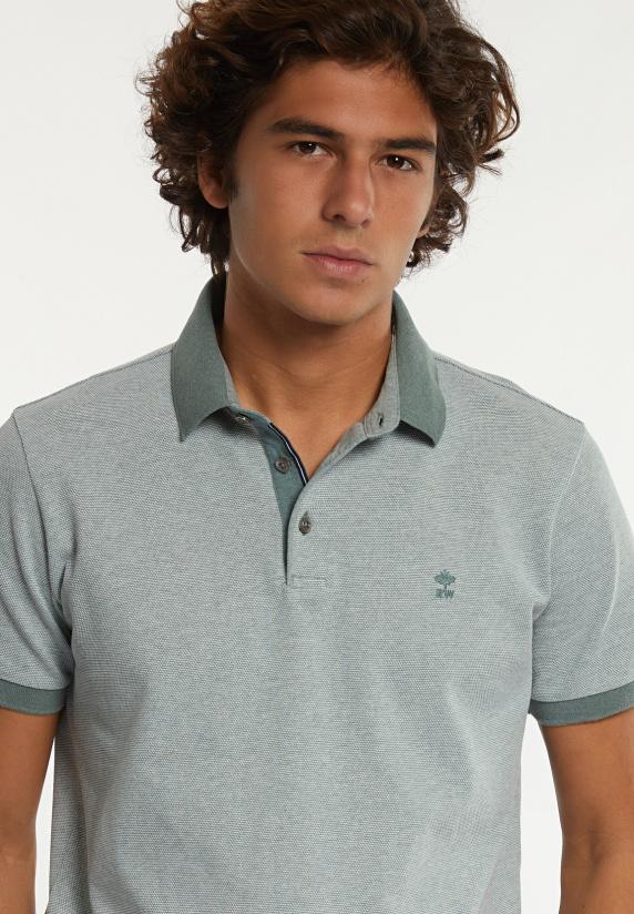 River Woods Custom Fit Jacquard Pique Polo Mint Mix