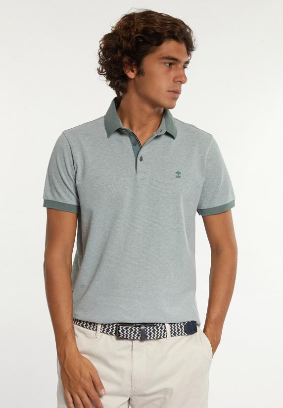 River Woods Custom Fit Jacquard Pique Polo Mint Mix