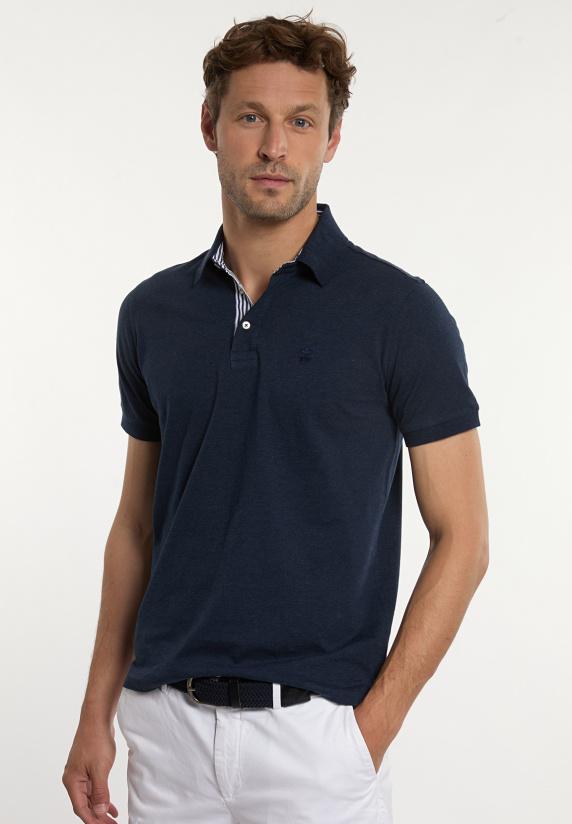 river woods Custom fit jersey zijdeachtige polo navy mix