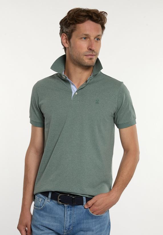 river woods Custom fit jersey zijdeachtige polo opal green mix