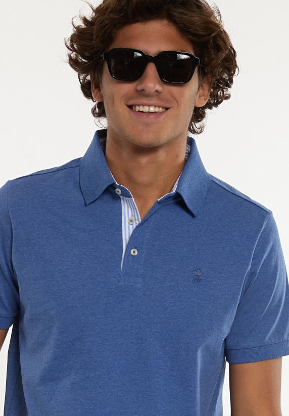 River Woods Custom Fit Jersey Zijdeachtige Polo Persian Blue Mix