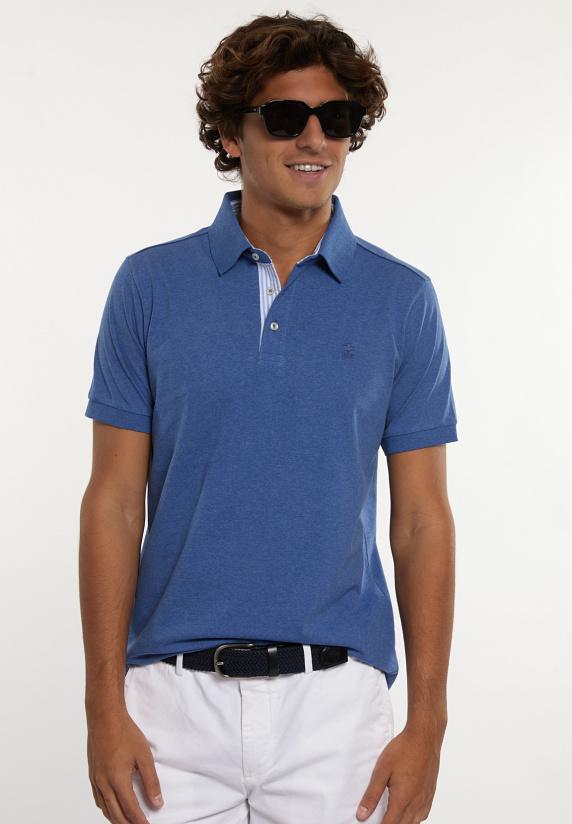 river woods Custom fit jersey zijdeachtige polo persian blue mix