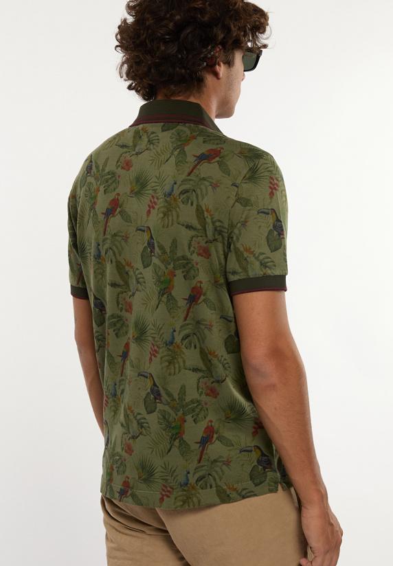 River Woods Custom Fit Katoen-linnen Fantasie Piqué Polo Olijfgroen