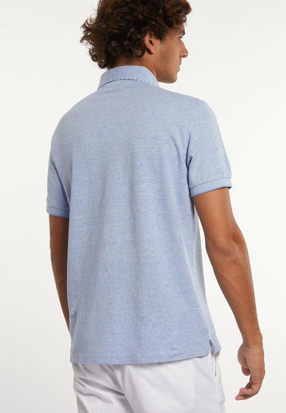 River Woods Custom Fit Katoen-linnen Jaspe Piqué Polo Dk Soft Persian Blue Mix