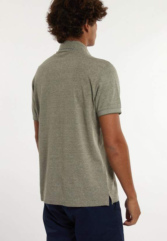 River Woods Custom Fit Katoen-linnen Jaspe Piqué Polo Olive Mix