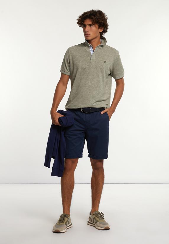 River Woods Custom Fit Katoen-linnen Jaspe Piqué Polo Olive Mix