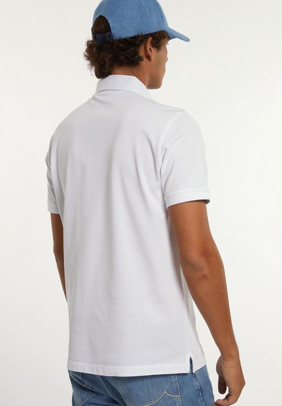 River Woods Custom Fit Katoen-linnen Jaspe Piqué Polo Wit