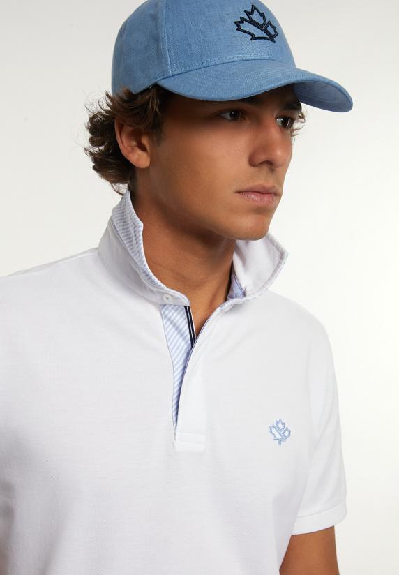 River Woods Custom Fit Katoen-linnen Jaspe Piqué Polo Wit