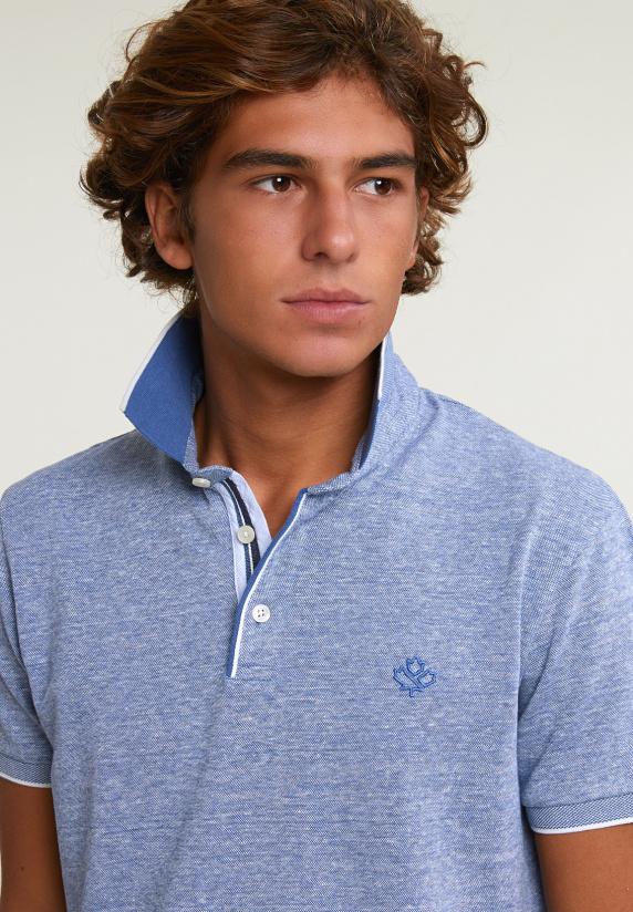 River Woods Custom Fit Katoen-linnen Polo Korte Mouwen Lake