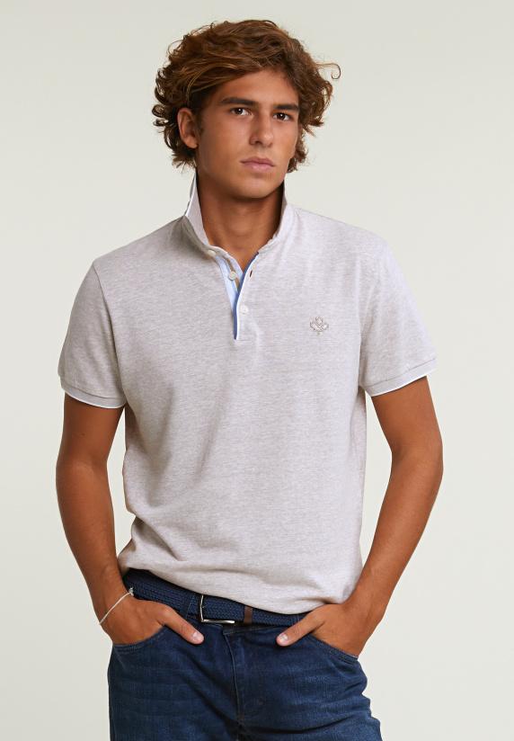 river woods Custom fit katoen-linnen polo korte mouwen linen mix