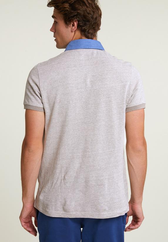 River Woods Custom Fit Katoen-linnen Polo Old Wood Mix