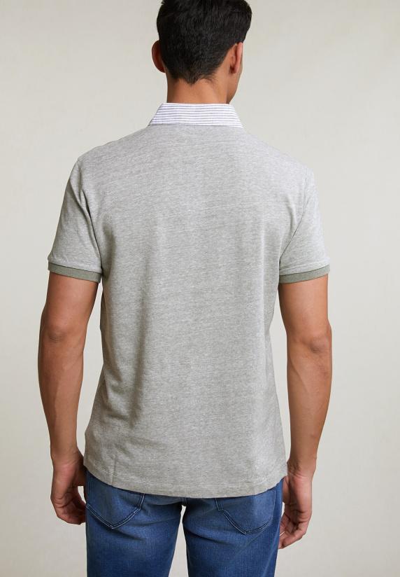 River Woods Custom Fit Katoen-linnen Polo Safari Mix