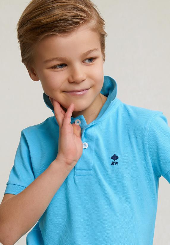 River Woods Custom Fit Katoenen Basic Stretch Polo Acqua