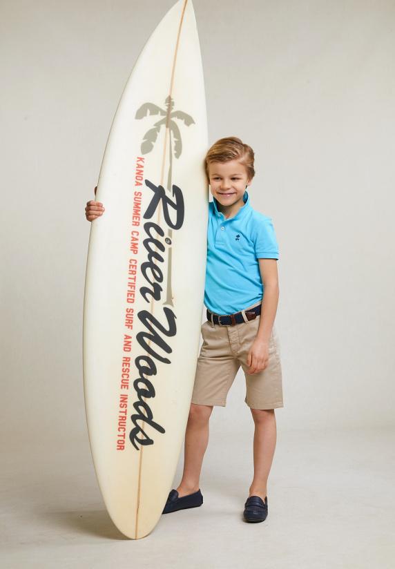 River Woods Custom Fit Katoenen Basic Stretch Polo Acqua