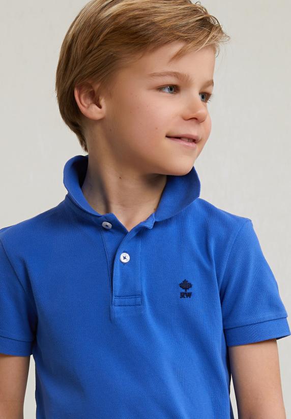 River Woods Custom Fit Katoenen Basic Stretch Polo Evening Blue