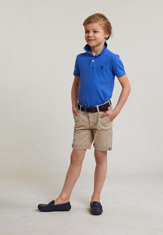 River Woods Custom Fit Katoenen Basic Stretch Polo Evening Blue