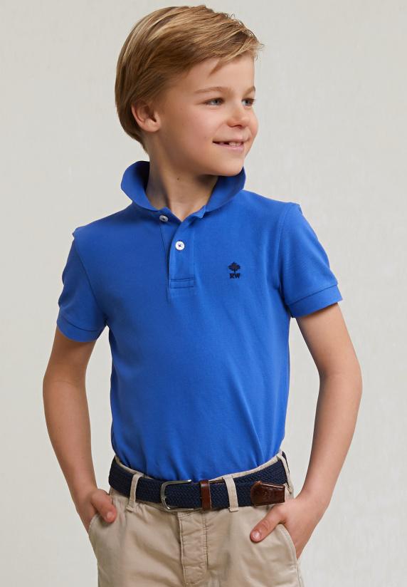 River Woods Custom Fit Katoenen Basic Stretch Polo Evening Blue