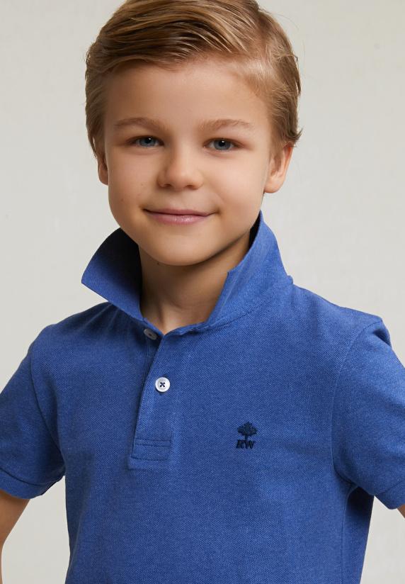 River Woods Custom Fit Katoenen Basic Stretch Polo Hamptons Blue Mix