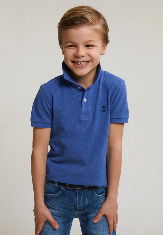 River Woods Custom Fit Katoenen Basic Stretch Polo Hamptons Blue Mix