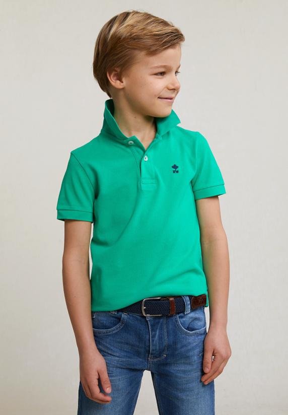 River Woods Custom Fit Katoenen Basic Stretch Polo Jungle Green