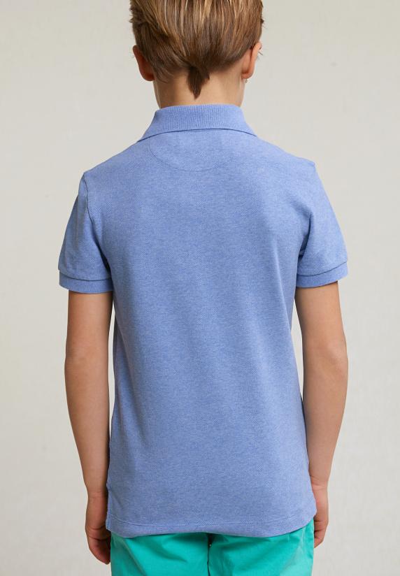 River Woods Custom Fit Katoenen Basic Stretch Polo Lt Hamptons Blue Mix