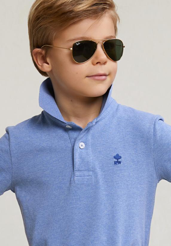 River Woods Custom Fit Katoenen Basic Stretch Polo Lt Hamptons Blue Mix