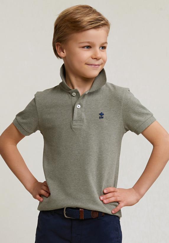 river woods Custom fit katoenen basic stretch polo lt safari mix