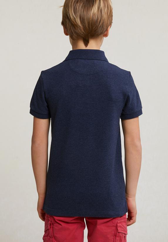 River Woods Custom Fit Katoenen Basic Stretch Polo Night Blue Mix