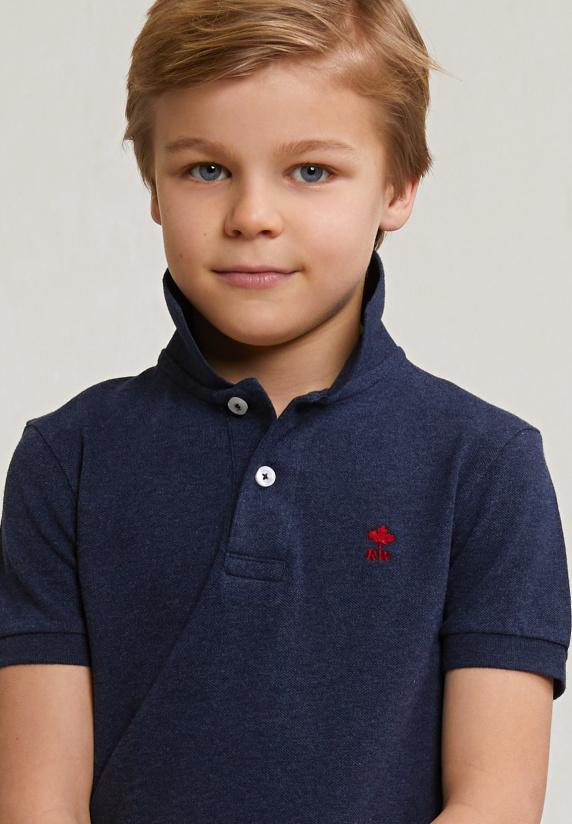 River Woods Custom Fit Katoenen Basic Stretch Polo Night Blue Mix