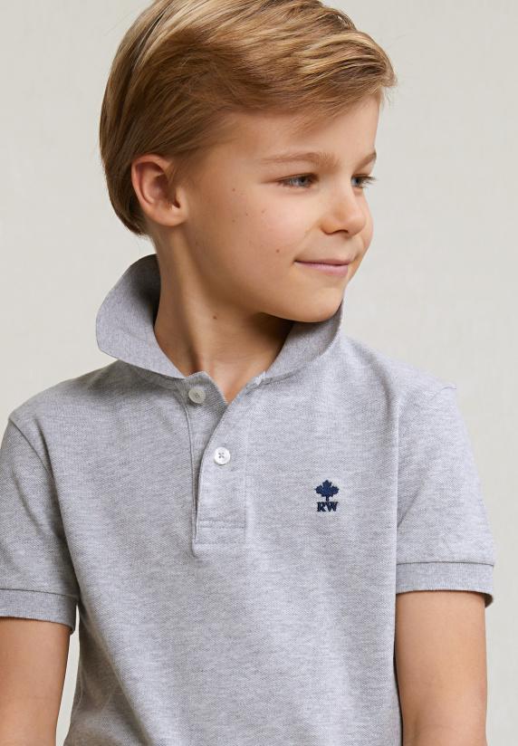 River Woods Custom Fit Katoenen Basic Stretch Polo Oyster Mix