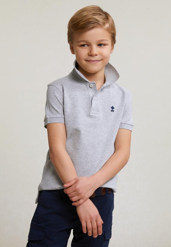 river woods Custom fit katoenen basic stretch polo oyster mix