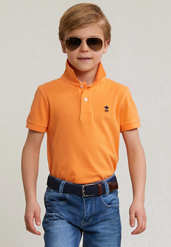 River Woods Custom Fit Katoenen Basic Stretch Polo Peach