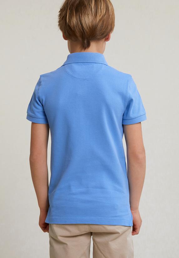 River Woods Custom Fit Katoenen Basic Stretch Polo Sky
