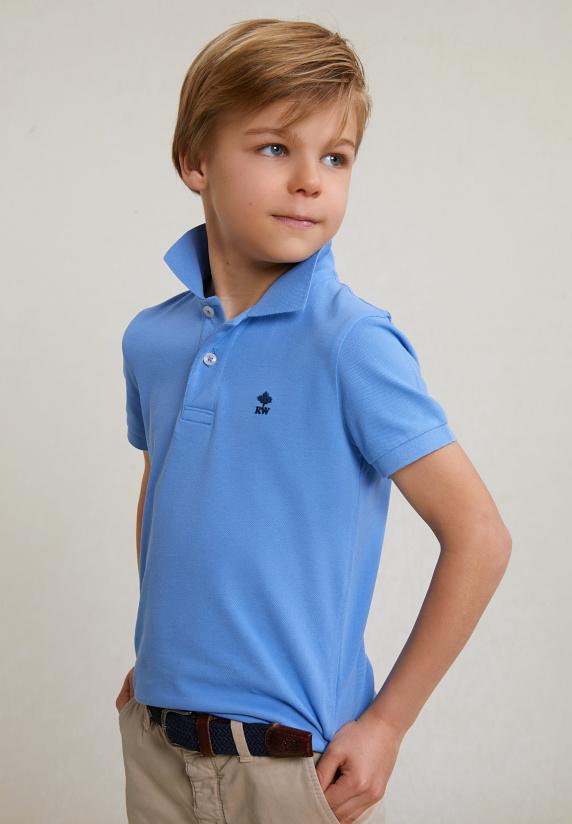 River Woods Custom Fit Katoenen Basic Stretch Polo Sky