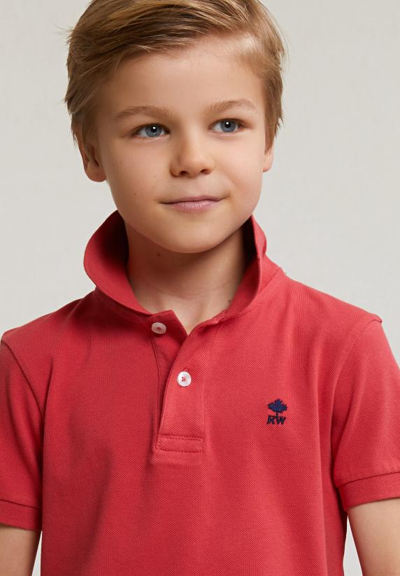 River Woods Custom Fit Katoenen Basic Stretch Polo Sunset