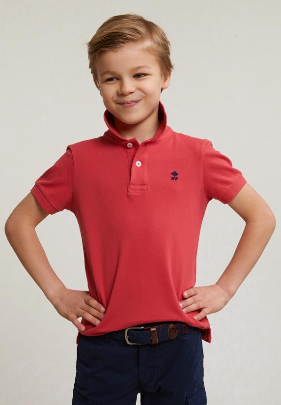 river woods Custom fit katoenen basic stretch polo sunset