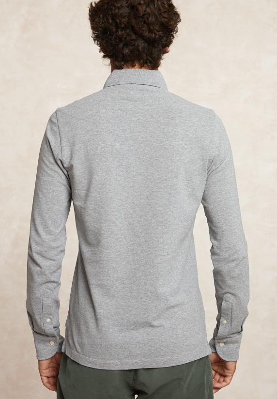 River Woods Custom Fit Katoenen Fancy Pique Polo Mid Grey Mix