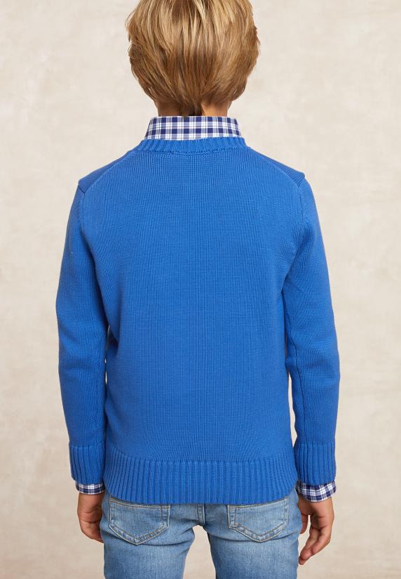 River Woods Custom Fit Katoenen Fantasietrui Ronde Hals Evening Blue