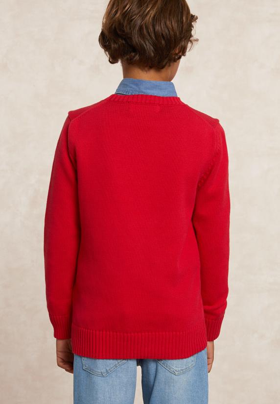 River Woods Custom Fit Katoenen Fantasietrui Ronde Hals Harvard Red