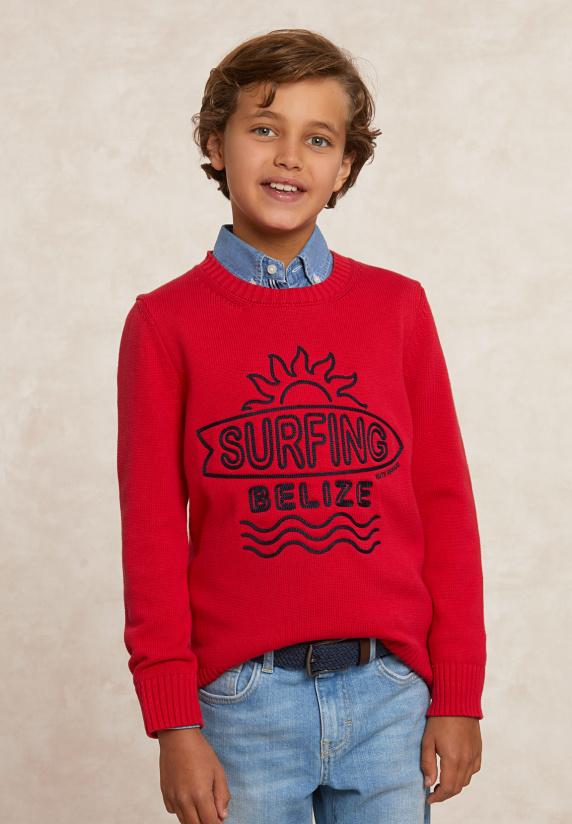 river woods Custom fit katoenen fantasietrui ronde hals harvard red