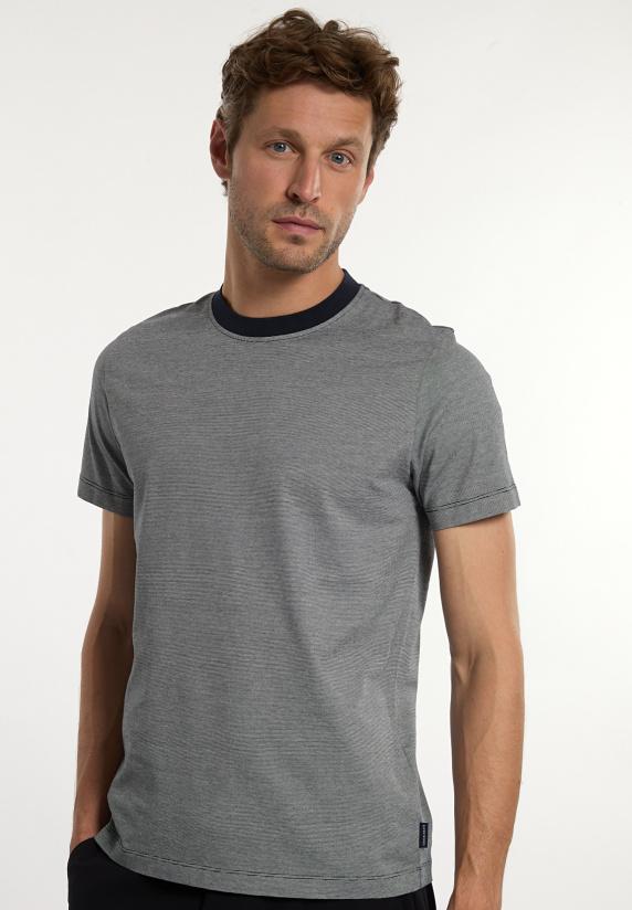 river woods Custom fit katoenen fijn gestreepte T-shirt navy