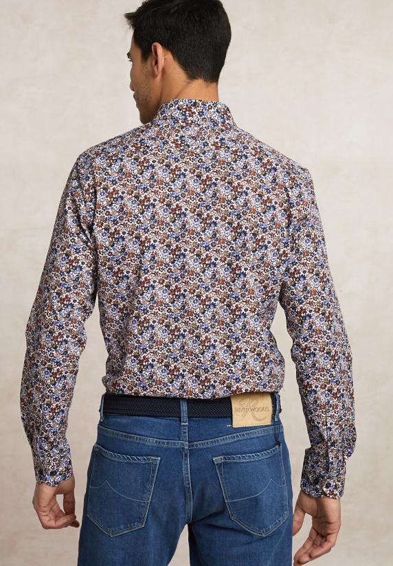 River Woods Custom Fit Katoenen Gebloemd Hemd Multi